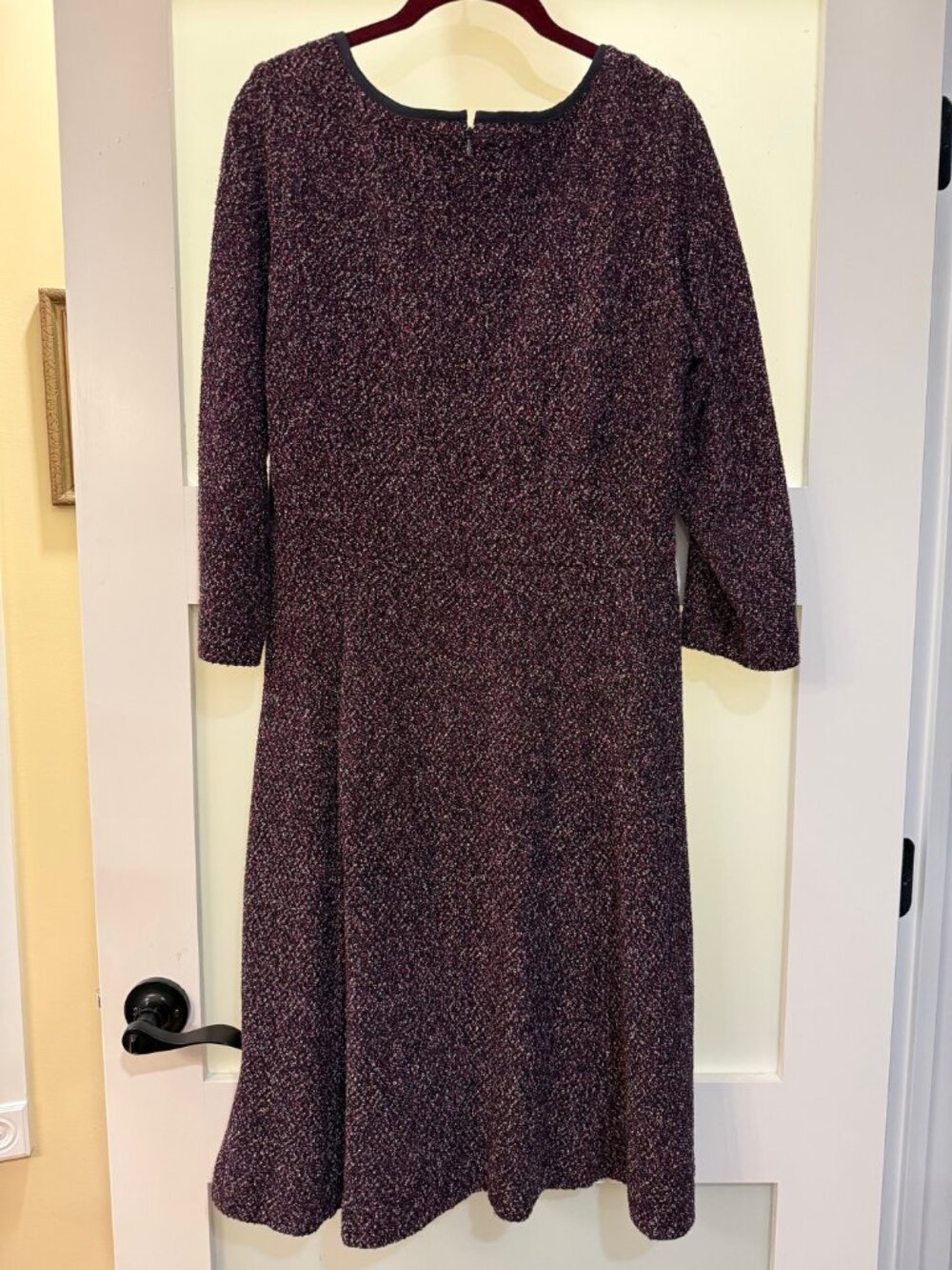 Talbots Deep plum/maroon and white marled tweed/bouclé knit Dress